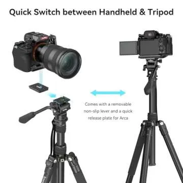 SmallRig CT180 Video Tripod, 72" Camera Tripod Monopod with Fluid Head, Aluminum Camera Tripod, 360° Panorama Fluid Head for Travel, Video, Live Streaming, Vlogging- 3760B