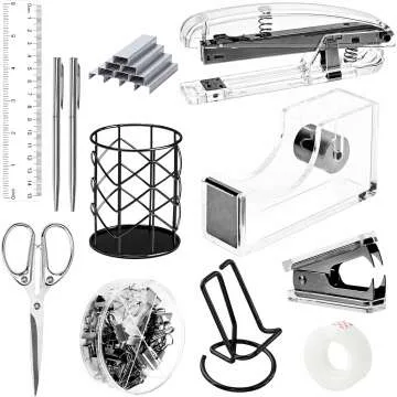 EOOUT Black Office Supplies Set for Organized Desks