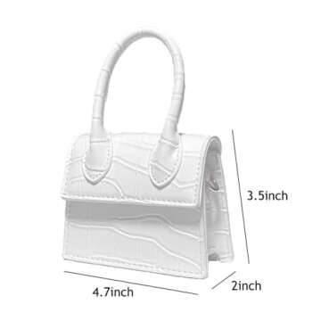 Cute Purse Mini Crossbody Bags for Women Top Handle Clutch Handbag (White)