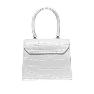 Cute Purse Mini Crossbody Bags for Women Top Handle Clutch Handbag (White)