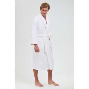 MONARCH Unisex Terry Bathrobe - 100% Lux Combed Cotton, 16 oz Loop Terry Shawl Collar Robe, Five-Star Hotel Choice (Large, Non-Hooded)