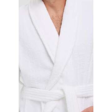 MONARCH Unisex Terry Bathrobe - 100% Lux Combed Cotton, 16 oz Loop Terry Shawl Collar Robe, Five-Star Hotel Choice (Large, Non-Hooded)