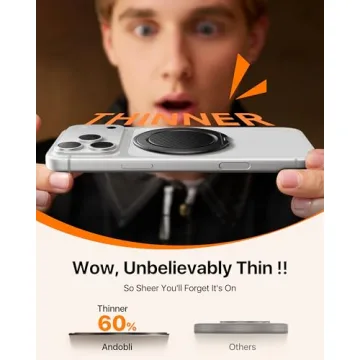 andobil [2026 Ultra-Thin] Magnetic Phone Grip for MagSafe [360° Rotate] Magnetic Cell Phone Ring Ho...