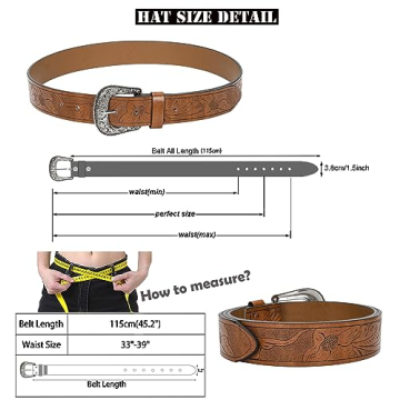 Vintage Western Leather Women's Belts with Flower Buckle