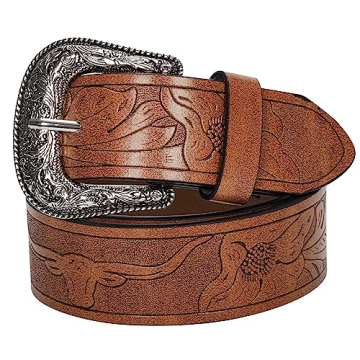 Vintage Western Leather Women's Belts with Flower Buckle
