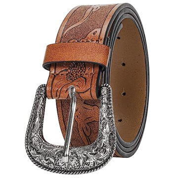Vintage Western Leather Women's Belts with Flower Buckle