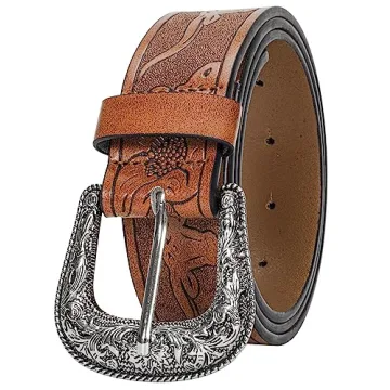 Vintage Western Leather Women's Belts with Flower Buckle