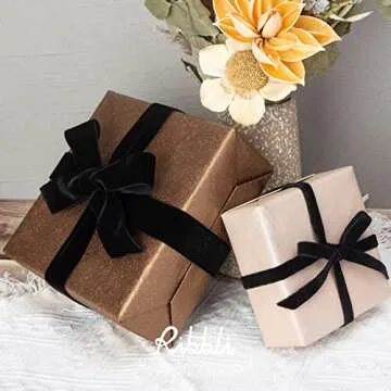 Ribbli Polyester Black Velvet Ribbon,1Inch,10-Yard Spool,Use for Choker,Gift Wrapping,Floral Bouquets, Boutonnieres