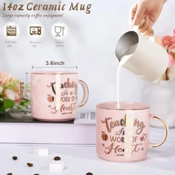 Cute 14oz Pink Coffee Mug - Teacher Appreciation Gifts