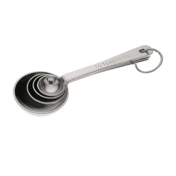 Amco Stainless Steel Measuring Spoons Set, 4-Piece - Stackable, Ergonomic Handles, Easy-to-Read Engr...