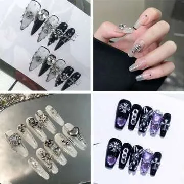 Cross Nail Charm Silver, Nail Accessories Charms, Cross Nail Charms for Acrylic Nails, Silver Cross Charms for Nails, Nail Art Supplies for DIY Nail Decorations (Retro Silver)