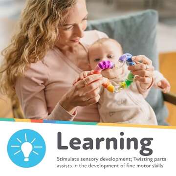 Nuby Twista Teether Toy for Babies - Multicolor Rattle Teething - Toy for Baby Teething Relief - 6+ Months