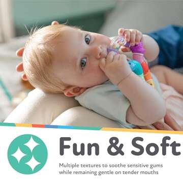 Nuby Twista Teether Toy for Babies - Multicolor Rattle Teething - Toy for Baby Teething Relief - 6+ Months