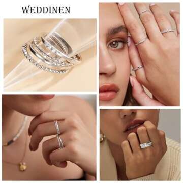 WEDDINEN S925 Sterling Silver Rings for Women Non Tarnish,Dainty Stackable Thumb rings for Women,Sil...