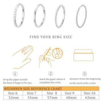 WEDDINEN Stackable S925 Silver Rings for Women