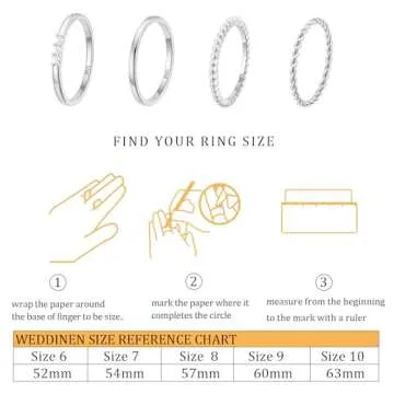 WEDDINEN Stackable S925 Silver Rings for Women
