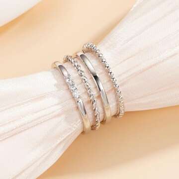 WEDDINEN Stackable S925 Silver Rings for Women