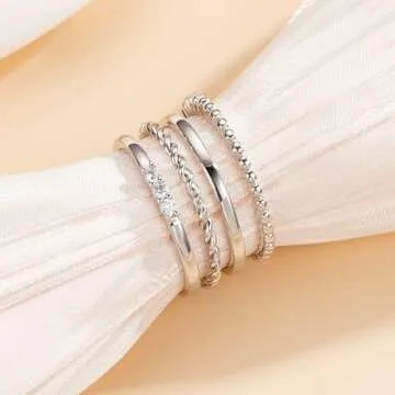 WEDDINEN Stackable S925 Silver Rings for Women