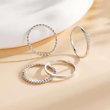 WEDDINEN Stackable S925 Silver Rings for Women