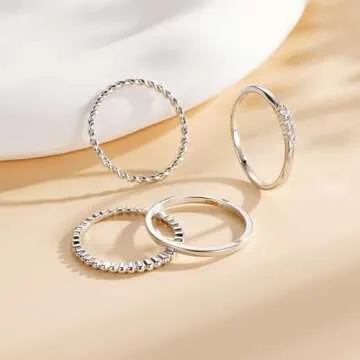 WEDDINEN Stackable S925 Silver Rings for Women