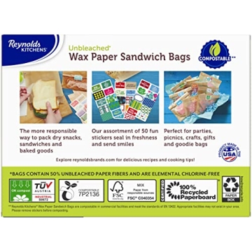 Wax Paper Sandwich Bags by Reynolds - Eco-Friendly 50 Count