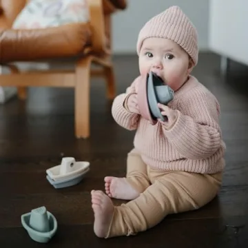 Mushie Stackable Bath Boats | Safe & Colorful Bath Toys