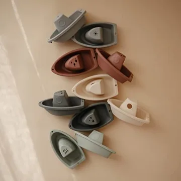 Mushie Stackable Bath Boats | Safe & Colorful Bath Toys