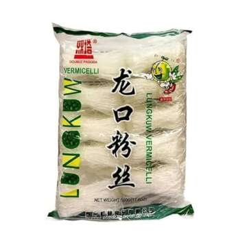 龍口粉絲Double Pagoda LungKuw Mung Been Threads Noodle -Vermicelli, Thin 17.6 oz