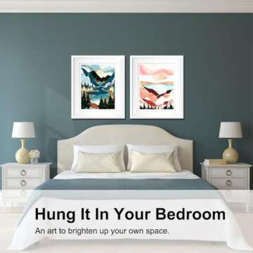 BAISITE Paint by Numbers Kit for Adults Beginners,12" Wx16 L 2 Pack Canvas for Painting Kits for Adults in Colorful Box-Sunset Lake Mountains1112