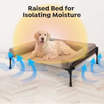 Veehoo Elevated Raised Dog Bed-Cooling Outdoor Dog Cot Bed for Large Sized Dogs Three-Sided Fence Ra...