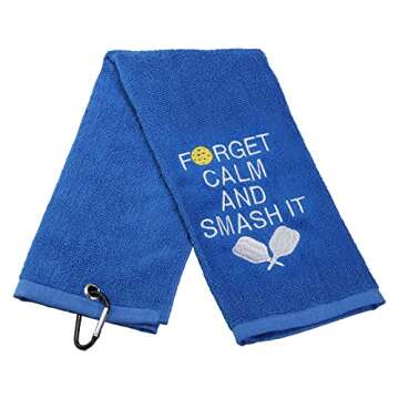 LEVLO Funny Tennis Pickleball Lover Gifts Forget Calm and Smash It Cotton Towels for Tennis Pickleball Players (Forget Calm and Smash It)