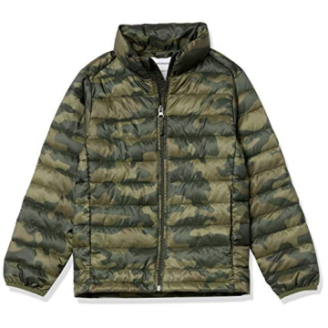 Amazon Essentials Toddler Boys' Lightweight Water-Resistant Puffer Jacket - Olive Camo, 3T