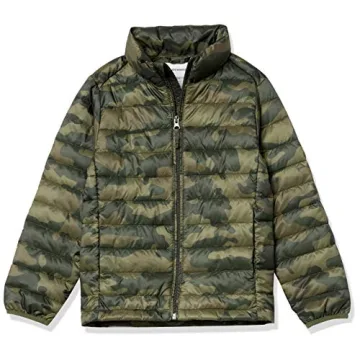 Amazon Essentials Toddler Boys' Lightweight Water-Resistant Puffer Jacket - Olive Camo, 3T