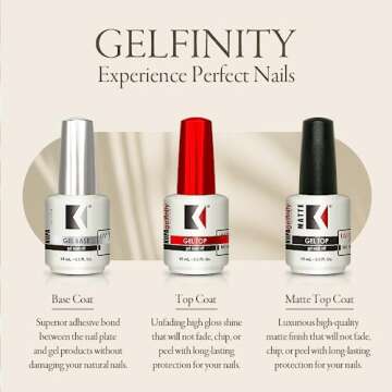 KUPA GelFinity - Soak Off Gel - Base & Top Coat Glossy Finish (No-Wipe) 0.5 Fl Oz