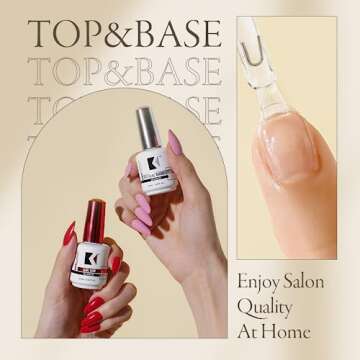 KUPA GelFinity - Soak Off Gel - Base & Top Coat Glossy Finish (No-Wipe) 0.5 Fl Oz