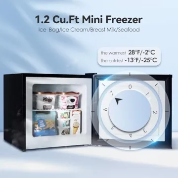 LHRIVER Mini Freezer, 1.2 Cu.ft Quiet Compact Design