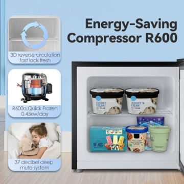 LHRIVER Mini Freezer, 1.2 Cu.ft Quiet Compact Design