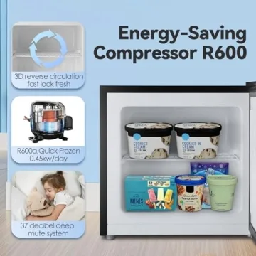LHRIVER Mini Freezer, 1.2 Cu.ft Quiet Compact Design
