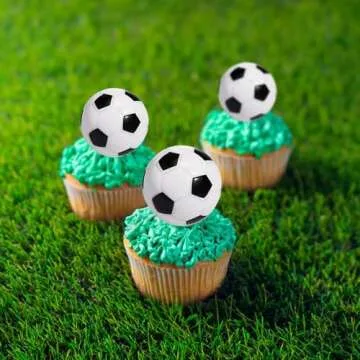 24Pcs Soccer Ball Cupcake Toppers Foam Football Cupcake Food Picks for Sport Balls Theme Baby Shower Wedding Birthday Party Cake Decorations Supplies