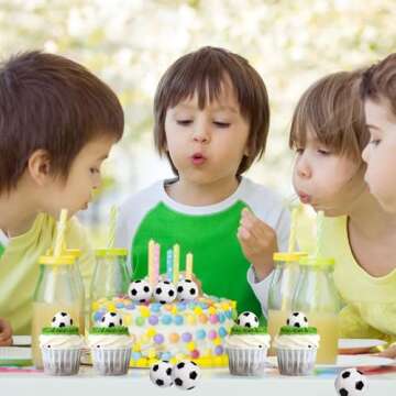 24Pcs Soccer Ball Cupcake Toppers Foam Football Cupcake Food Picks for Sport Balls Theme Baby Shower Wedding Birthday Party Cake Decorations Supplies
