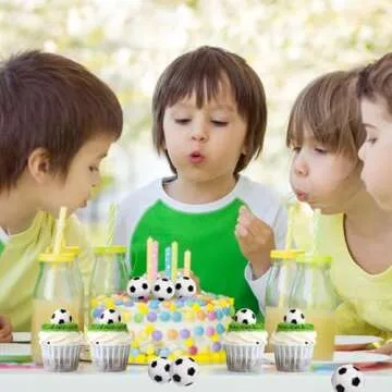 24Pcs Soccer Ball Cupcake Toppers Foam Football Cupcake Food Picks for Sport Balls Theme Baby Shower Wedding Birthday Party Cake Decorations Supplies