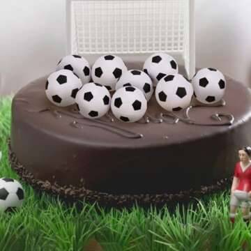 24Pcs Soccer Ball Cupcake Toppers Foam Football Cupcake Food Picks for Sport Balls Theme Baby Shower Wedding Birthday Party Cake Decorations Supplies