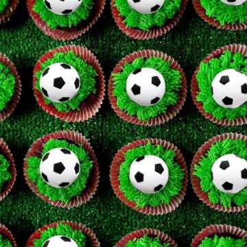 24Pcs Soccer Ball Cupcake Toppers Foam Football Cupcake Food Picks for Sport Balls Theme Baby Shower Wedding Birthday Party Cake Decorations Supplies