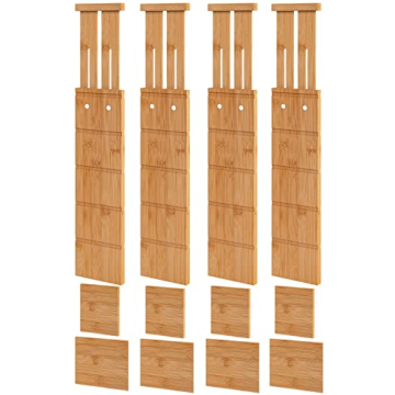 Vriccc 4.4" High Bamboo Drawer Dividers with Inserts for Home & Office Organization