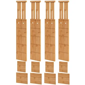 Vriccc 4.4" High Bamboo Drawer Dividers with Inserts for Home & Office Organization