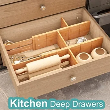 Vriccc Adjustable Bamboo Drawer Dividers for All Drawers