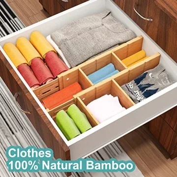 Vriccc Adjustable Bamboo Drawer Dividers for All Drawers