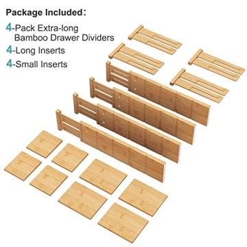 Vriccc Adjustable Bamboo Drawer Dividers for All Drawers