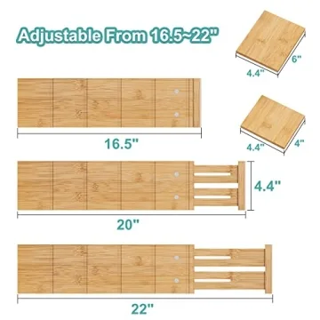 Vriccc Adjustable Bamboo Drawer Dividers for All Drawers