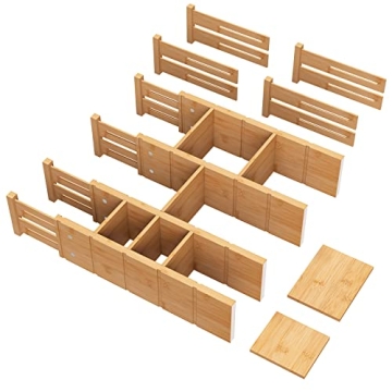 Vriccc Adjustable Bamboo Drawer Dividers for All Drawers
